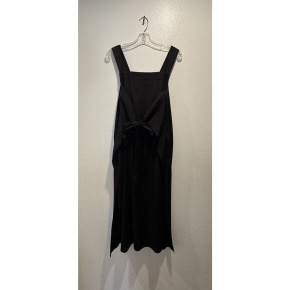 Cuyana Black Linen Blend MIDI Dress Tie Front Back Coastal - Picture 1 of 9